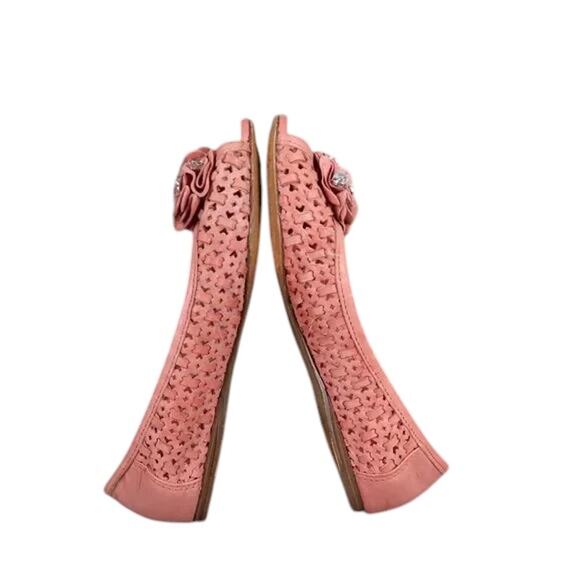 Report Shoes Womens 7 Flats Slip On Woven Peep Toe Ruffle Embellished Fashion - Picture 12 of 16